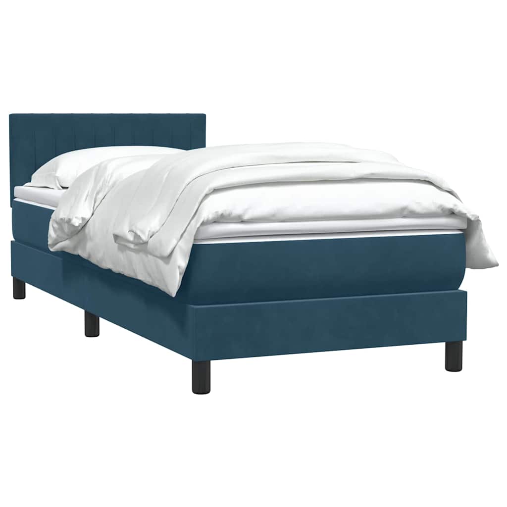 Boxspring met matras fluweel donkerblauw 80x210 cm – afbeelding 4