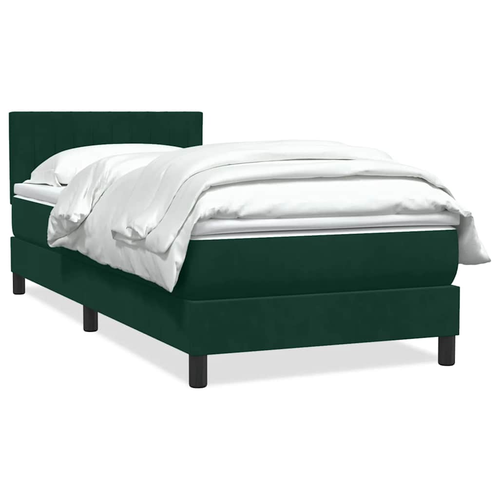 Boxspring met matras fluweel donkergroen 90x210 cm – afbeelding 1