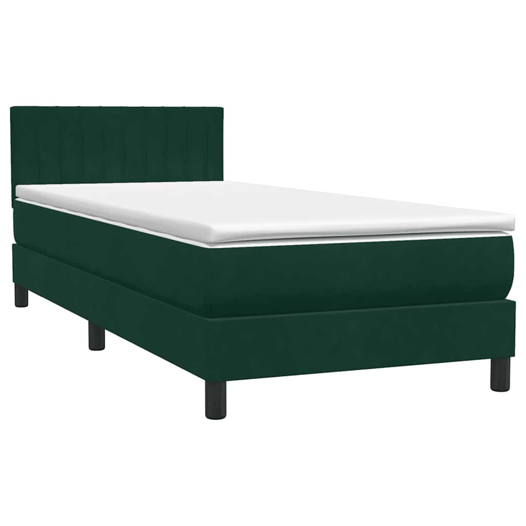 Boxspring met matras fluweel donkergroen 90x210 cm – afbeelding 2