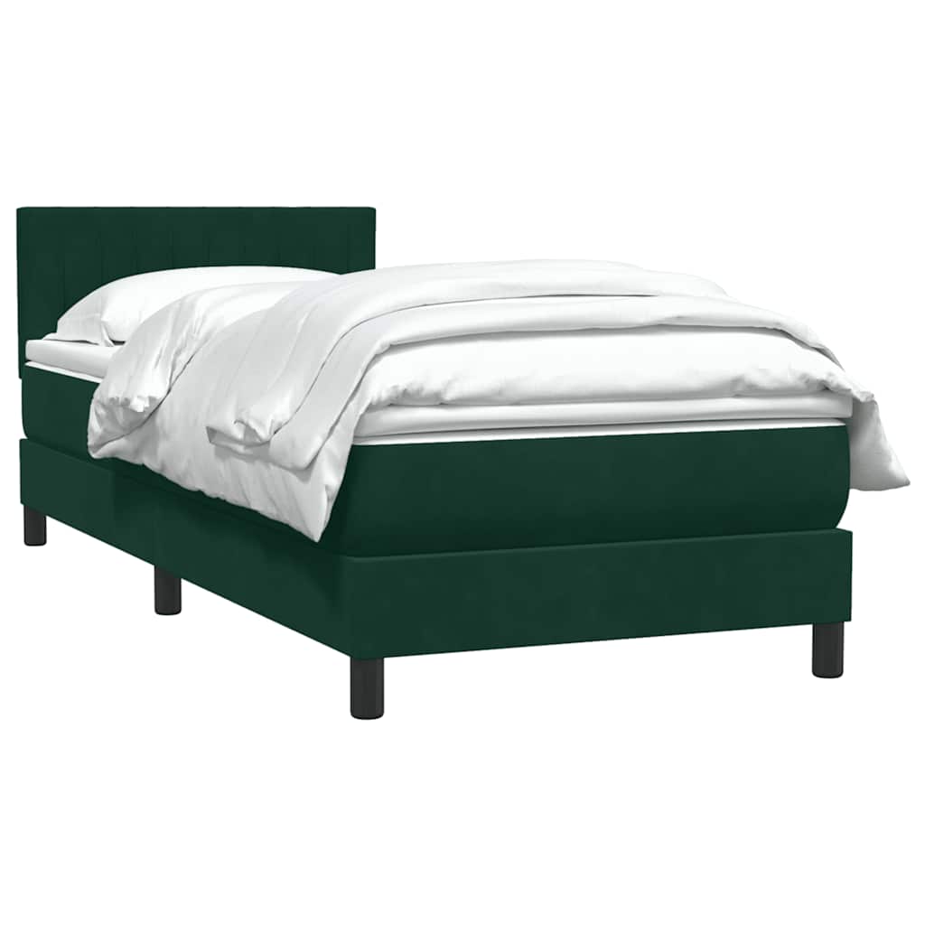 Boxspring met matras fluweel donkergroen 90x210 cm – afbeelding 4