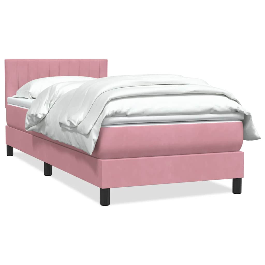 Boxspring met matras fluweel roze 90x210 cm – afbeelding 1