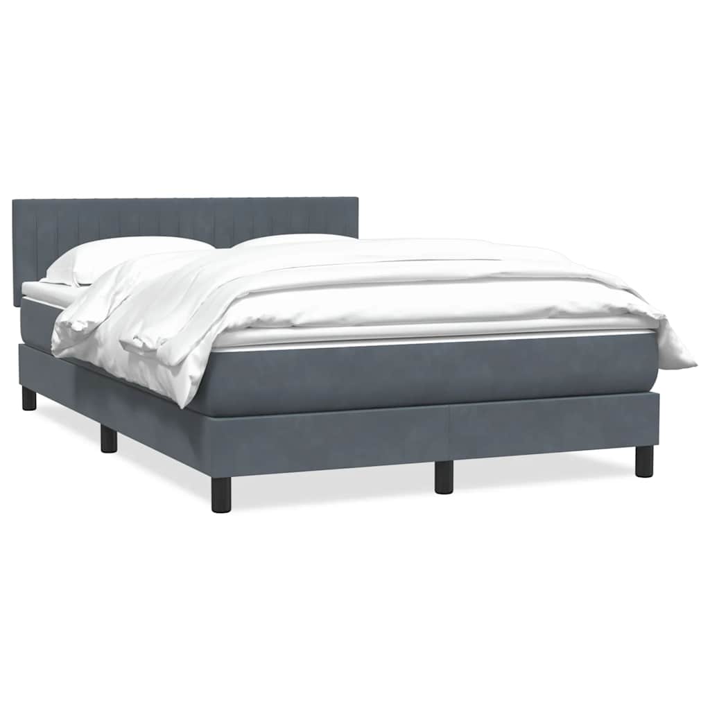 Boxspring met matras fluweel donkergrijs 140x210 cm – afbeelding 1