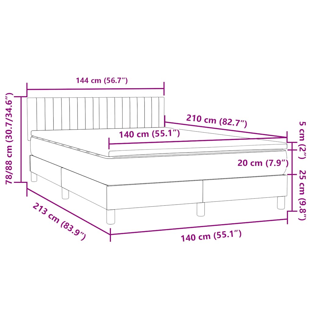 Boxspring met matras fluweel donkergrijs 140x210 cm – afbeelding 12