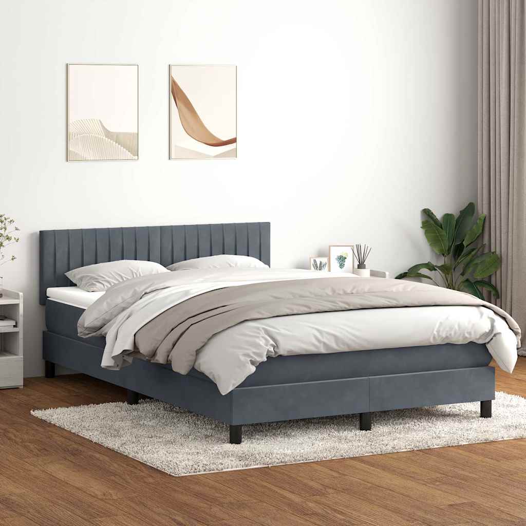 Boxspring met matras fluweel donkergrijs 140x210 cm – afbeelding 3