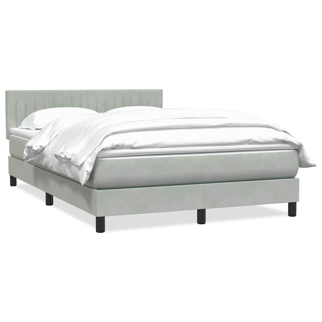 Boxspring met matras fluweel lichtgrijs 160x210 cm – afbeelding 1