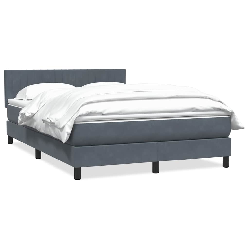 Boxspring met matras fluweel donkergrijs 160x210 cm – afbeelding 1