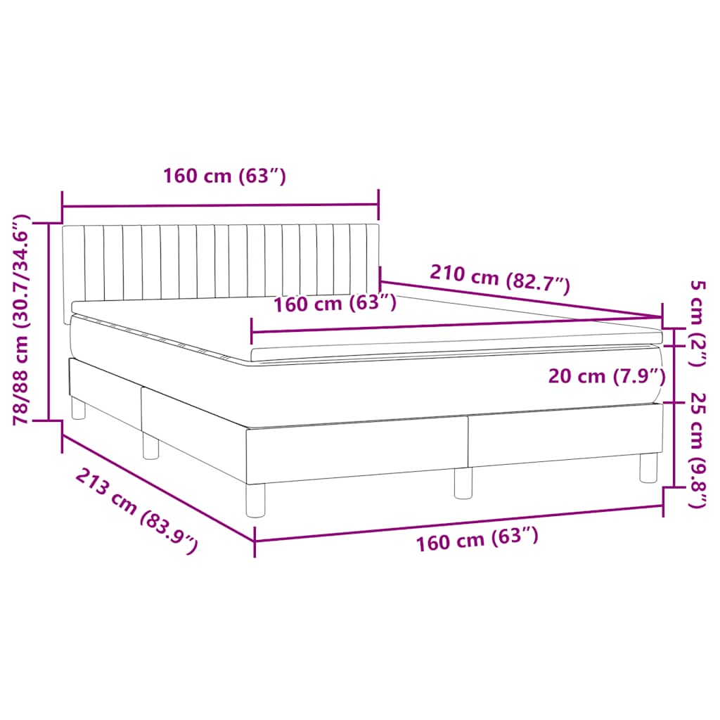 Boxspring met matras fluweel donkergroen 160x210 cm – afbeelding 12