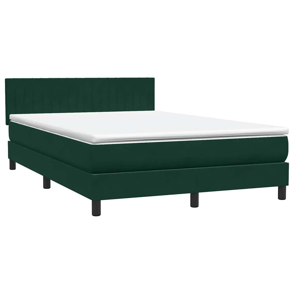 Boxspring met matras fluweel donkergroen 160x210 cm – afbeelding 2