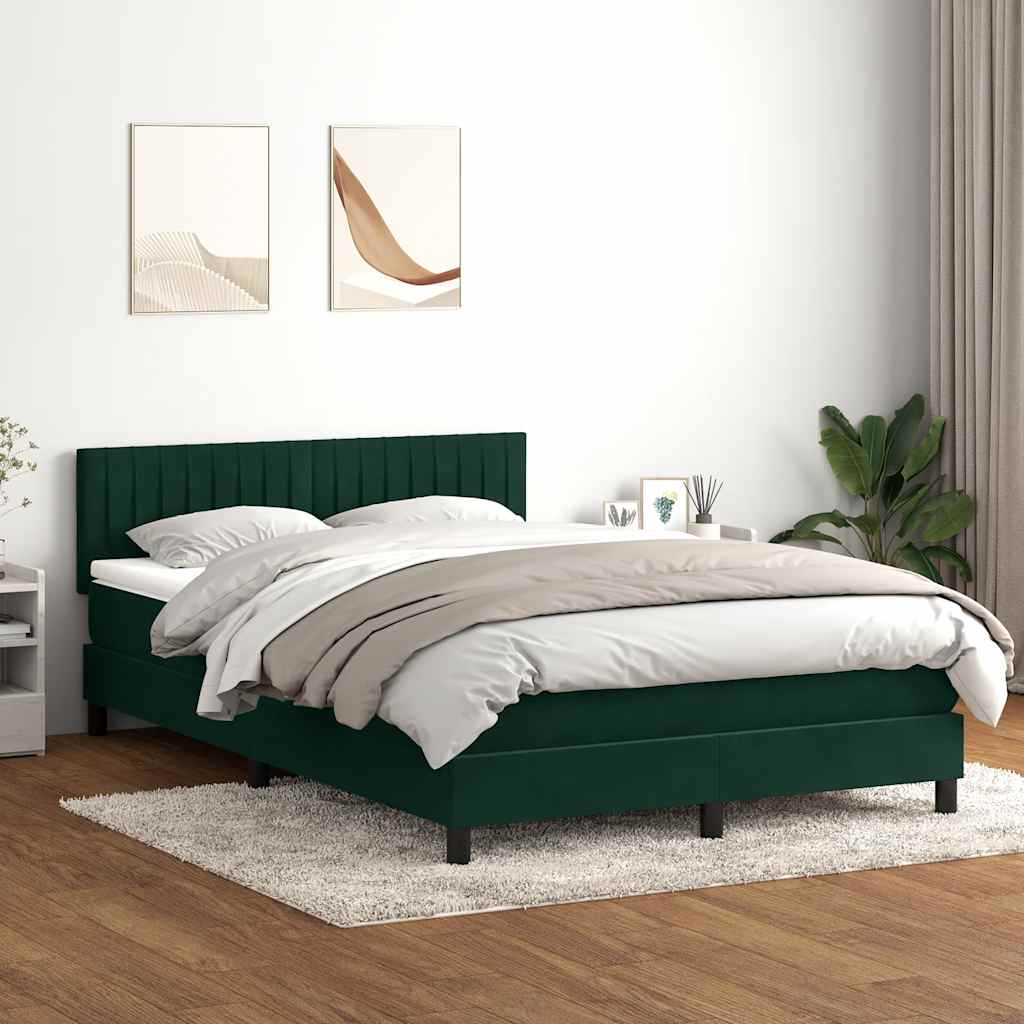 Boxspring met matras fluweel donkergroen 160x210 cm – afbeelding 3