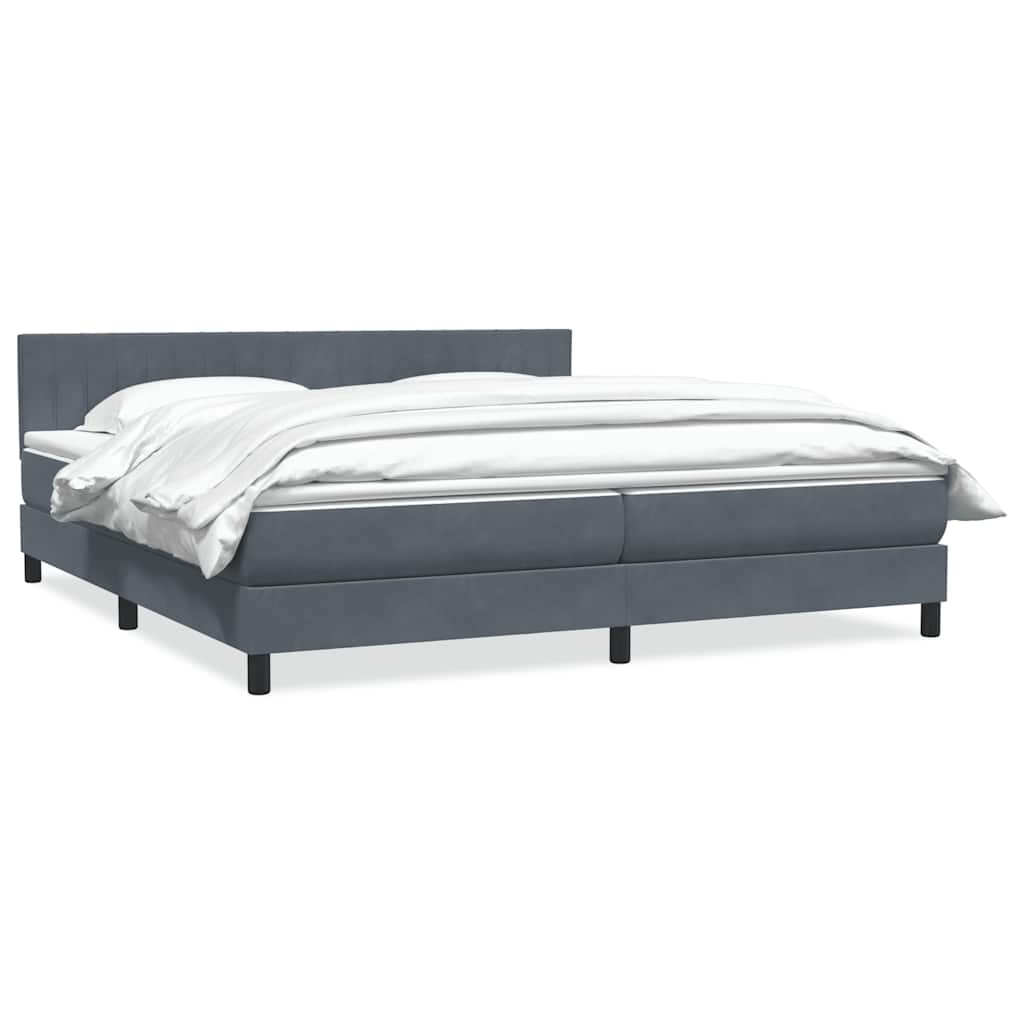 Boxspring met matras fluweel donkergrijs 180x210 cm – afbeelding 1