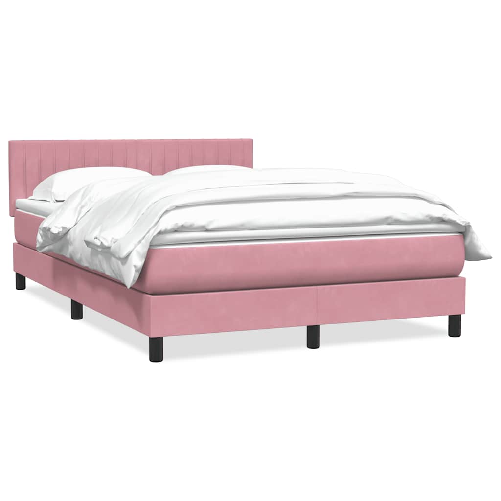 Boxspring met matras fluweel roze 140x220 cm – afbeelding 1