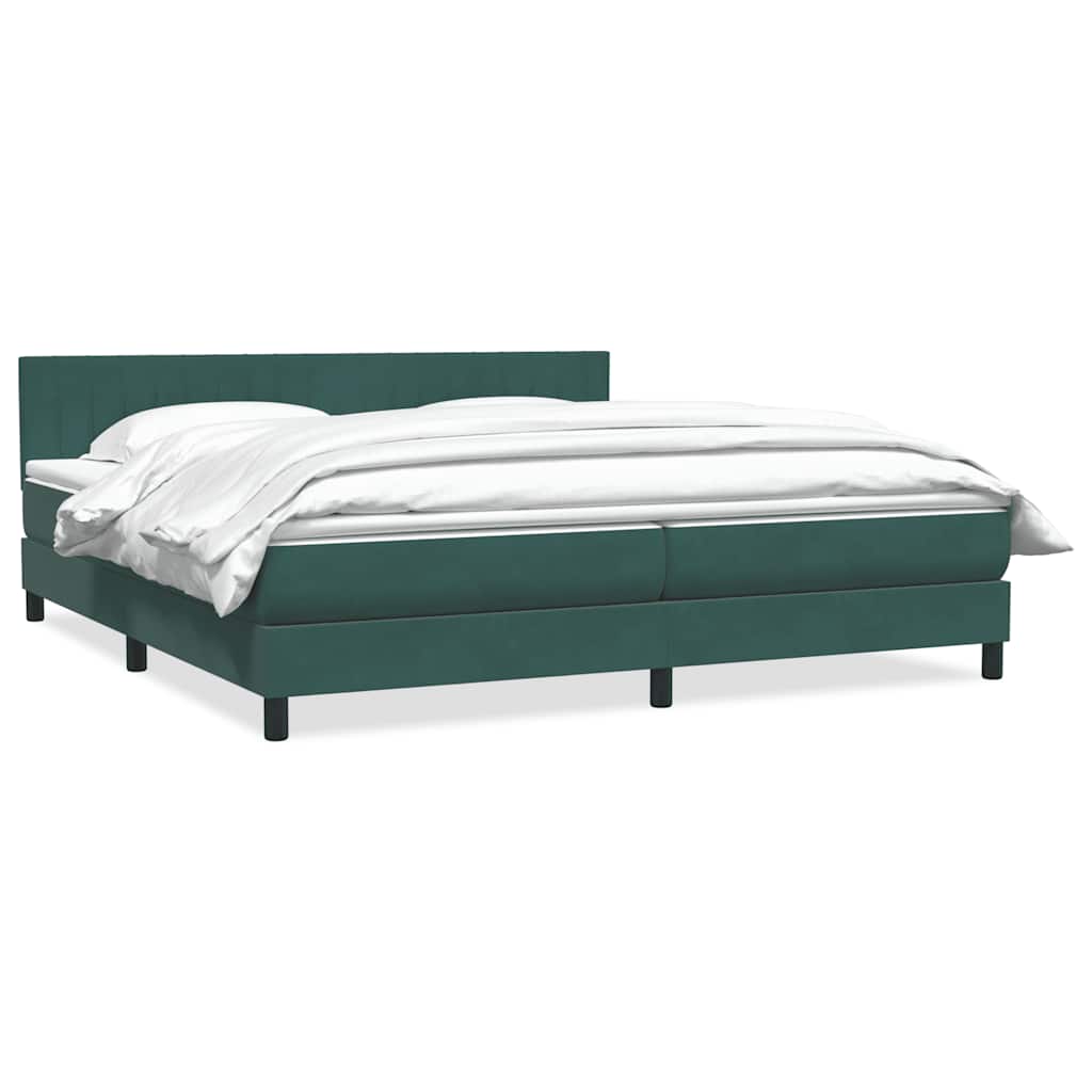 Boxspring met matras fluweel donkergroen 180x220 cm – afbeelding 1