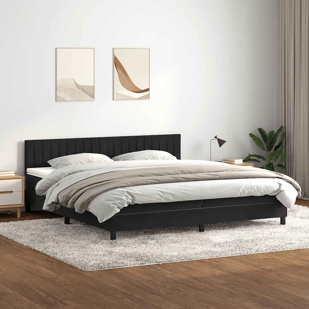 Boxspring met matras fluweel zwart 200x220 cm – afbeelding 1
