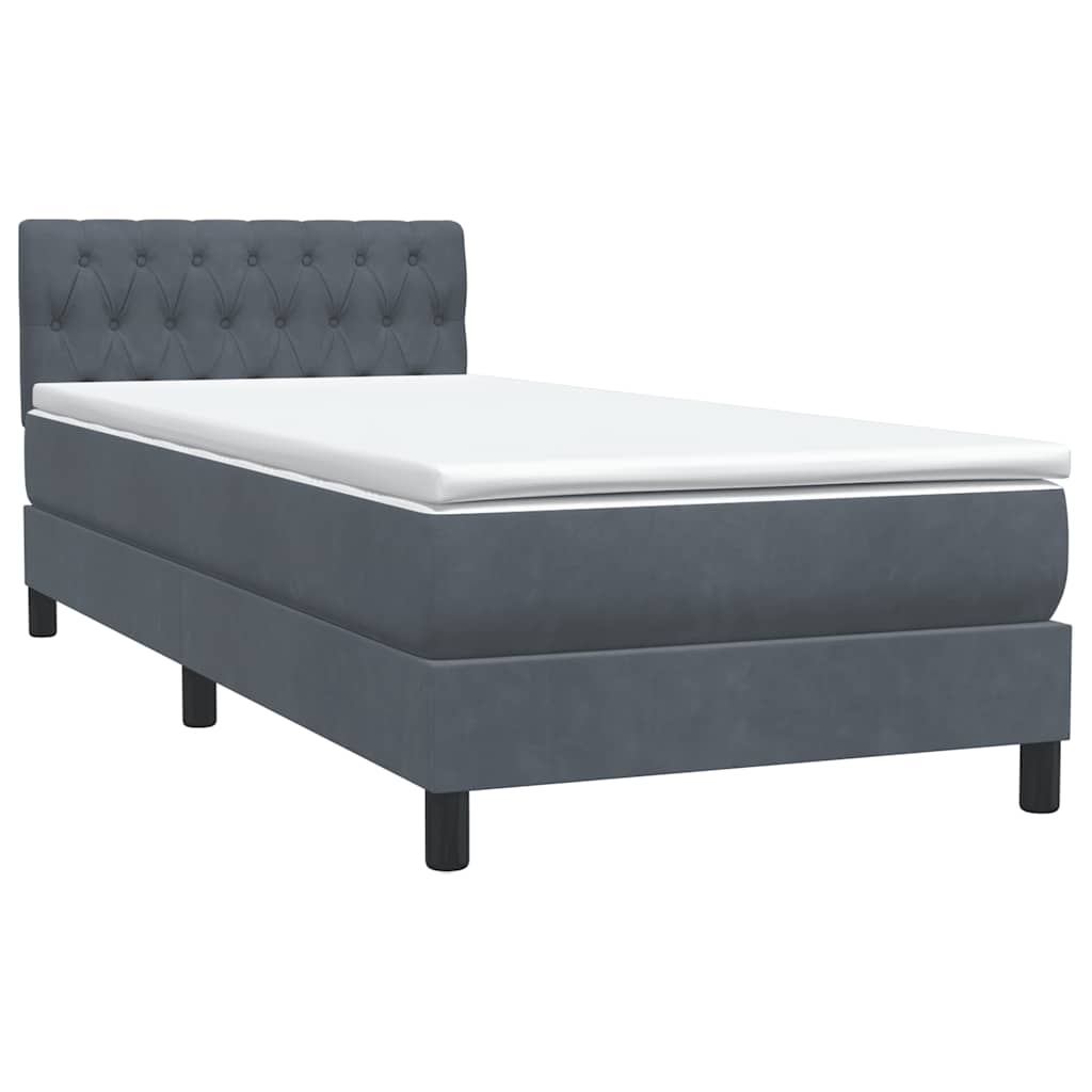 Boxspring met matras fluweel donkergrijs 80x210 cm – afbeelding 4