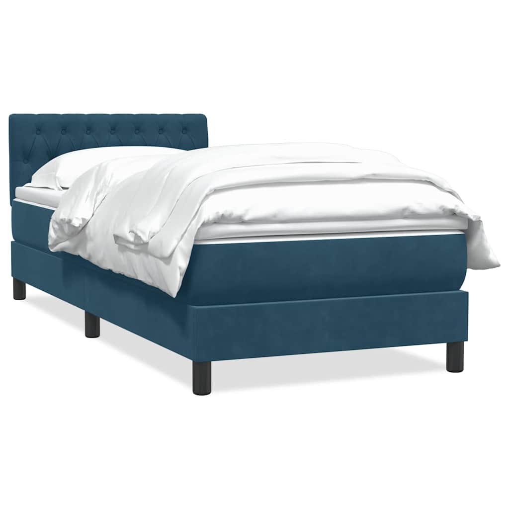 Boxspring met matras fluweel donkerblauw 80x210 cm – afbeelding 2