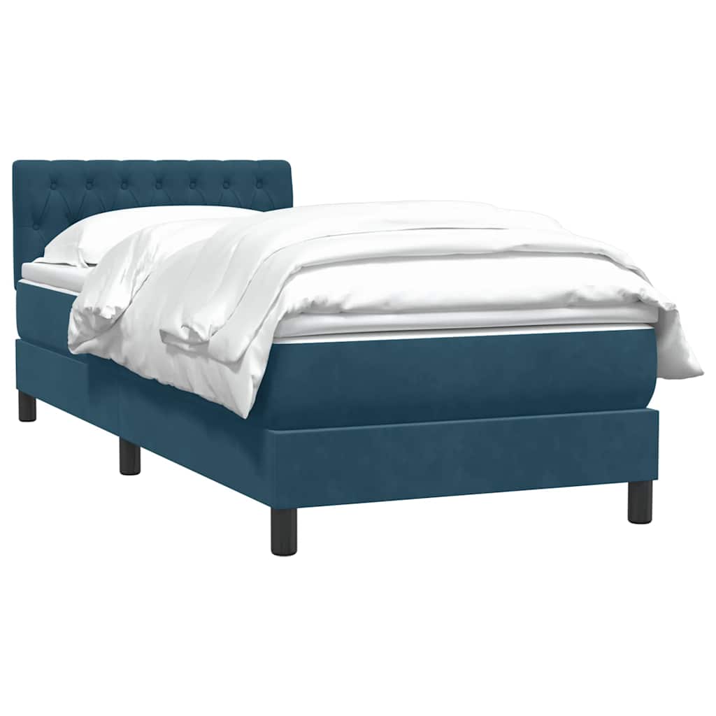 Boxspring met matras fluweel donkerblauw 80x210 cm – afbeelding 3