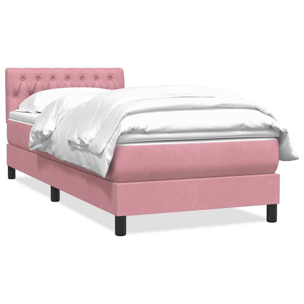 Boxspring met matras fluweel roze 90x210 cm – afbeelding 2