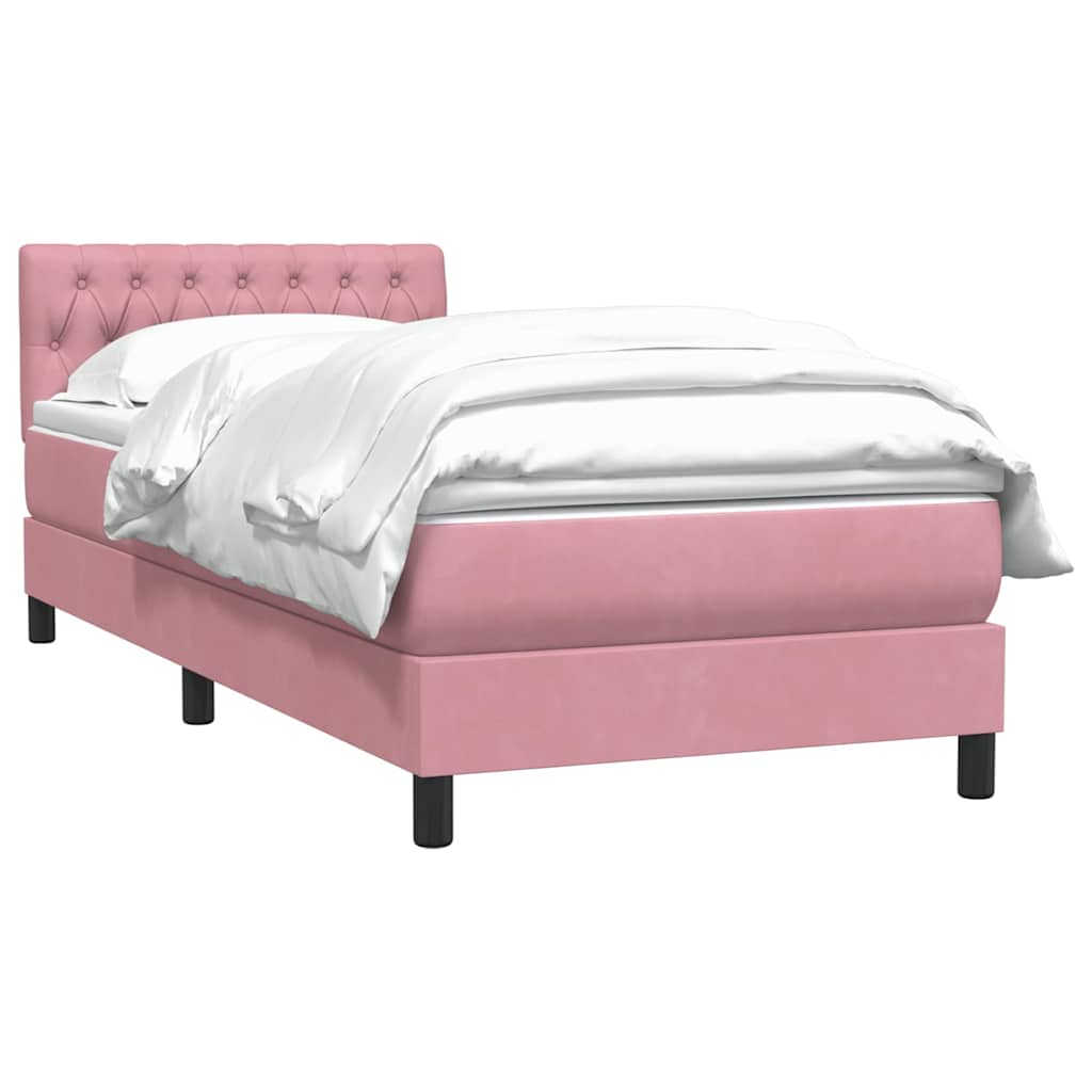 Boxspring met matras fluweel roze 90x210 cm – afbeelding 3