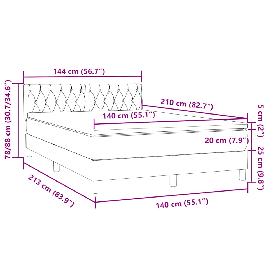 Boxspring met matras fluweel donkergrijs 140x210 cm – afbeelding 12