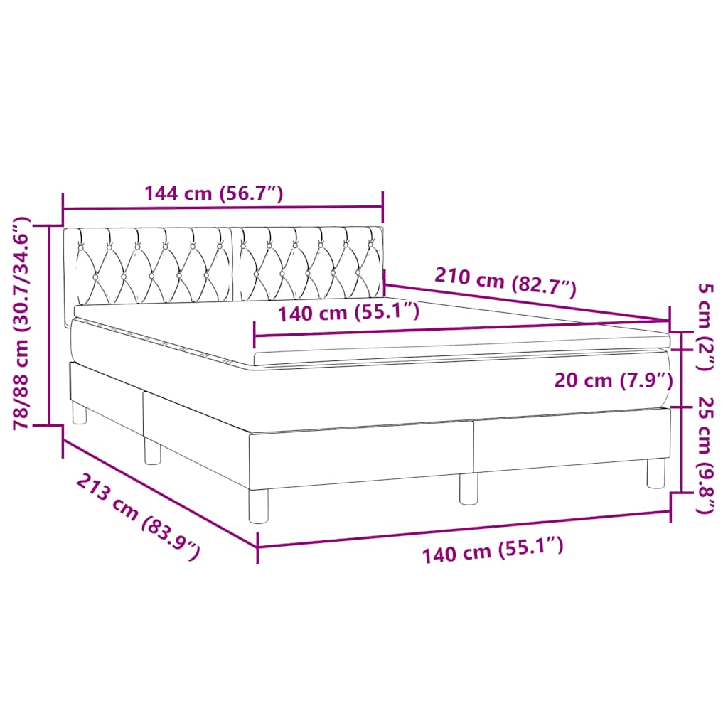 Boxspring met matras fluweel zwart 140x210 cm – afbeelding 12