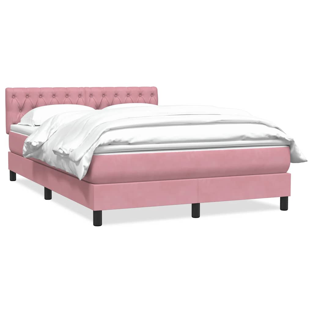 Boxspring met matras fluweel roze 140x210 cm – afbeelding 2