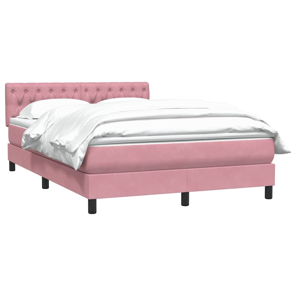 Boxspring met matras fluweel roze 140x210 cm – afbeelding 3