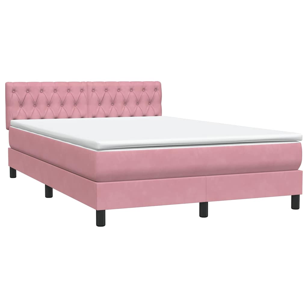 Boxspring met matras fluweel roze 140x210 cm – afbeelding 6