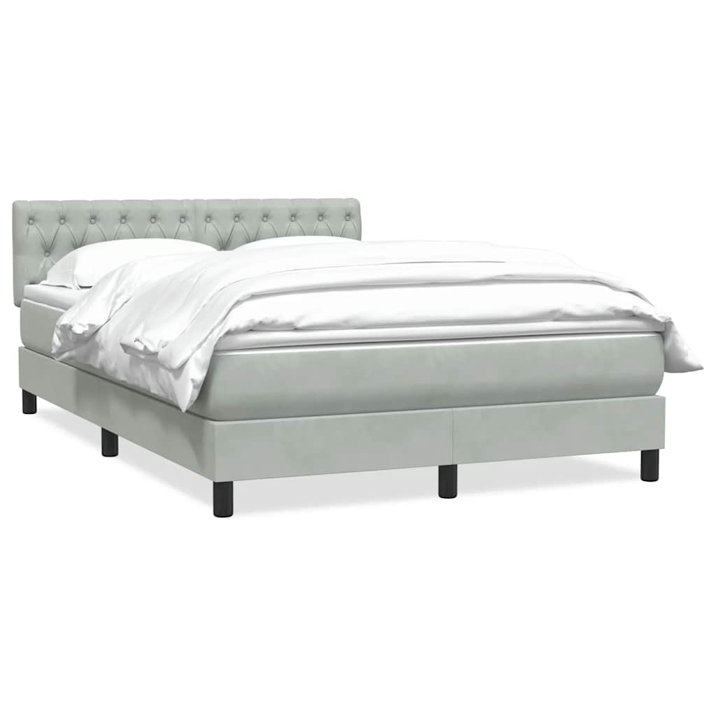 Boxspring met matras fluweel lichtgrijs 160x210 cm – afbeelding 2