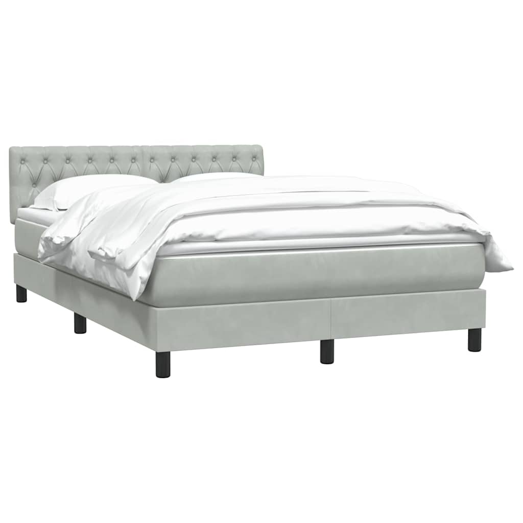 Boxspring met matras fluweel lichtgrijs 160x210 cm – afbeelding 3