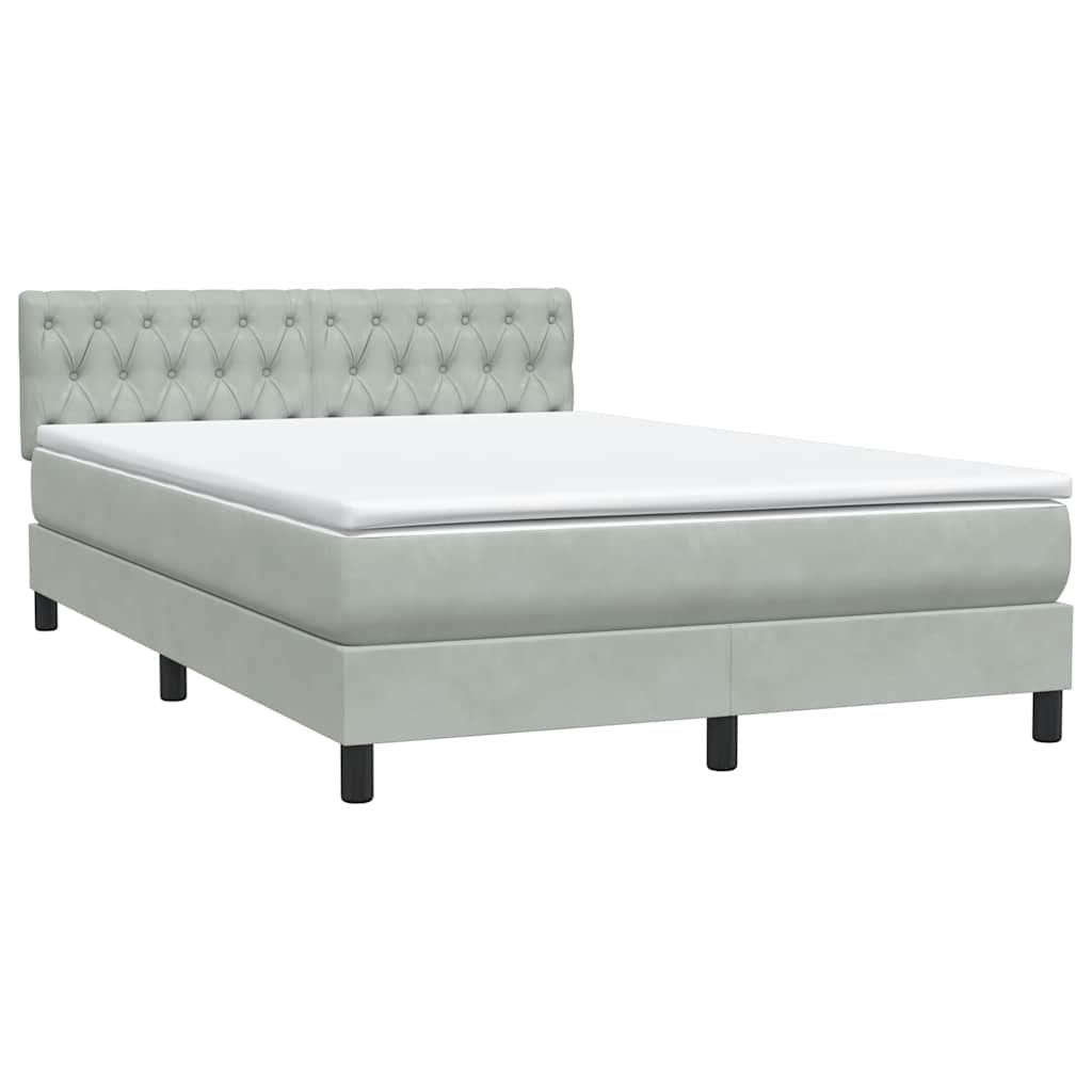 Boxspring met matras fluweel lichtgrijs 160x210 cm – afbeelding 4