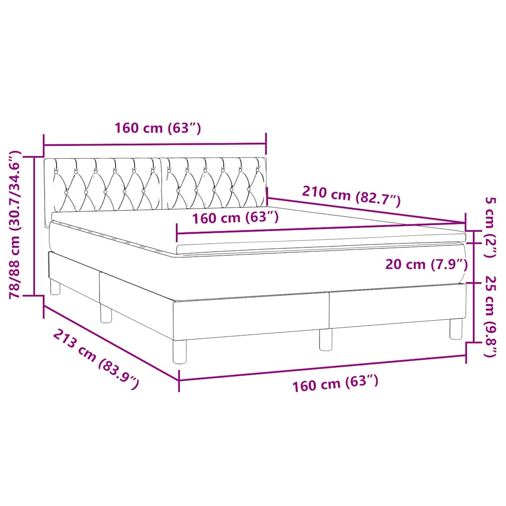 Boxspring met matras fluweel donkergroen 160x210 cm – afbeelding 12