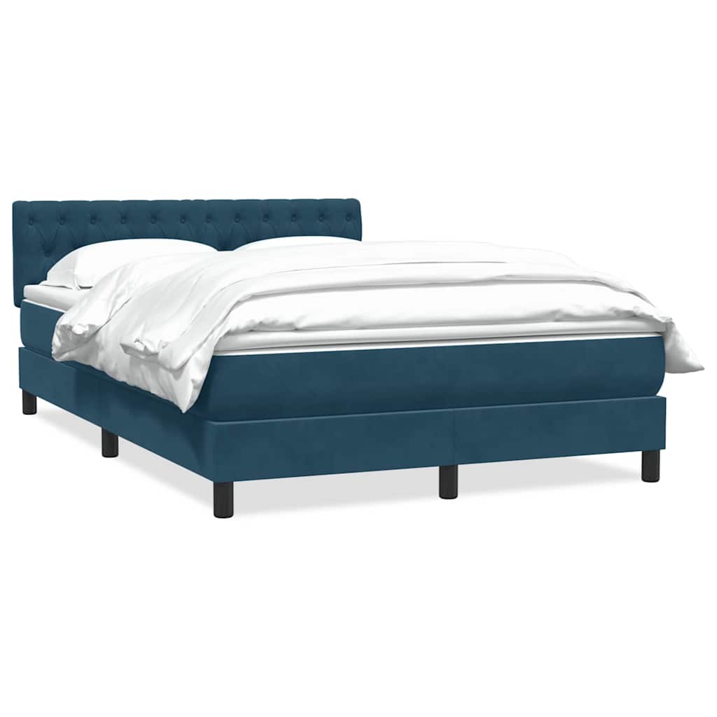 Boxspring met matras fluweel donkerblauw 160x210 cm – afbeelding 2