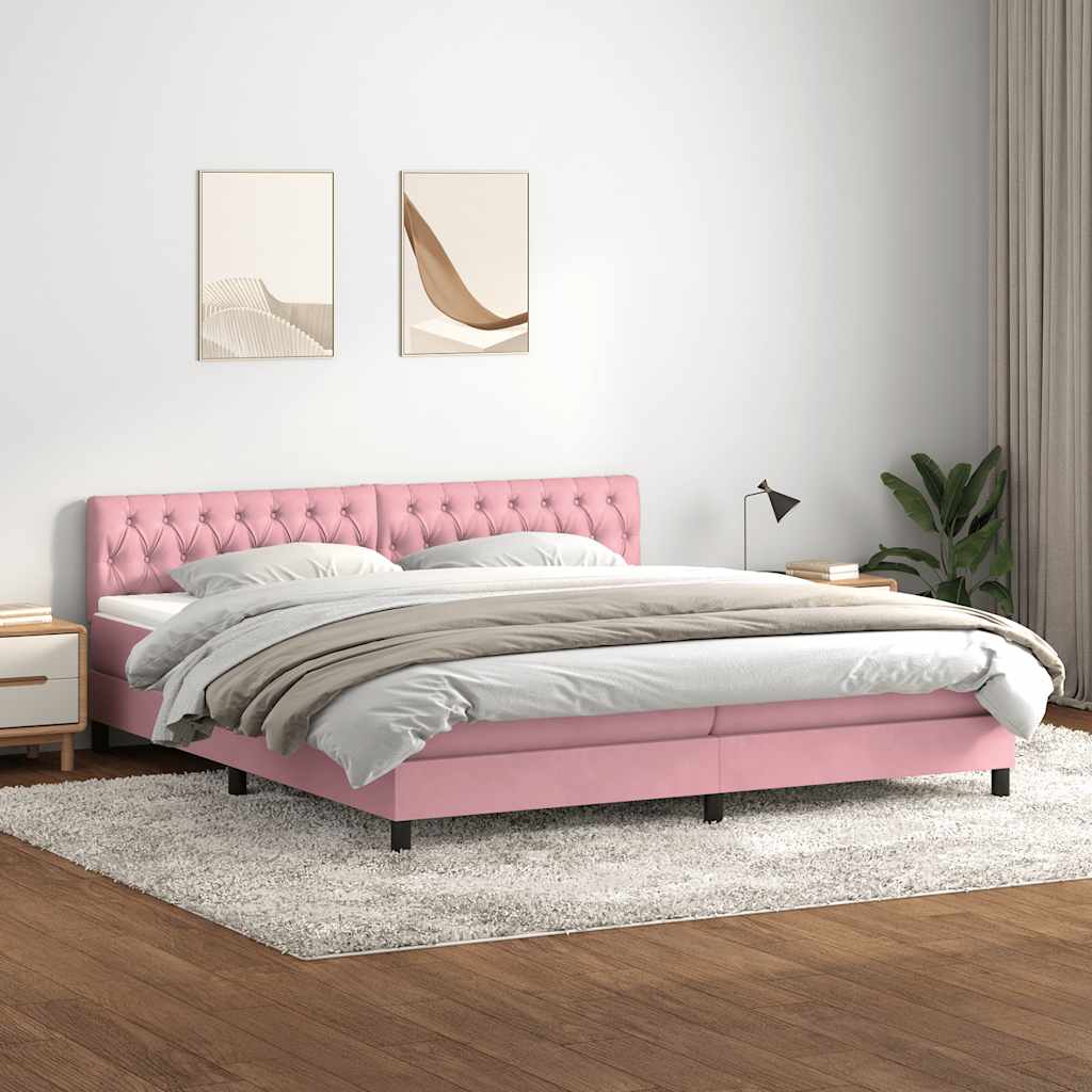 Boxspring met matras fluweel roze 180x210 cm – afbeelding 1