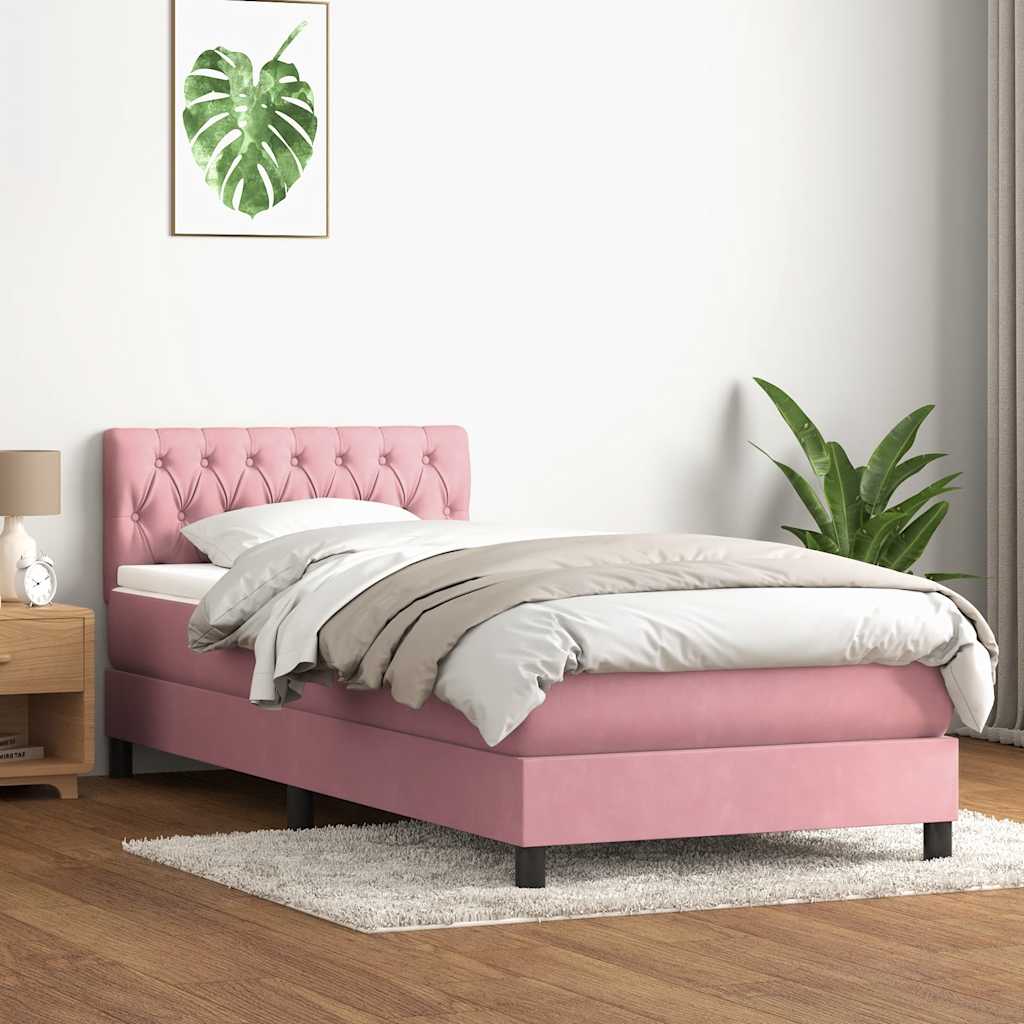 Boxspring met matras fluweel roze 80x220 cm – afbeelding 1