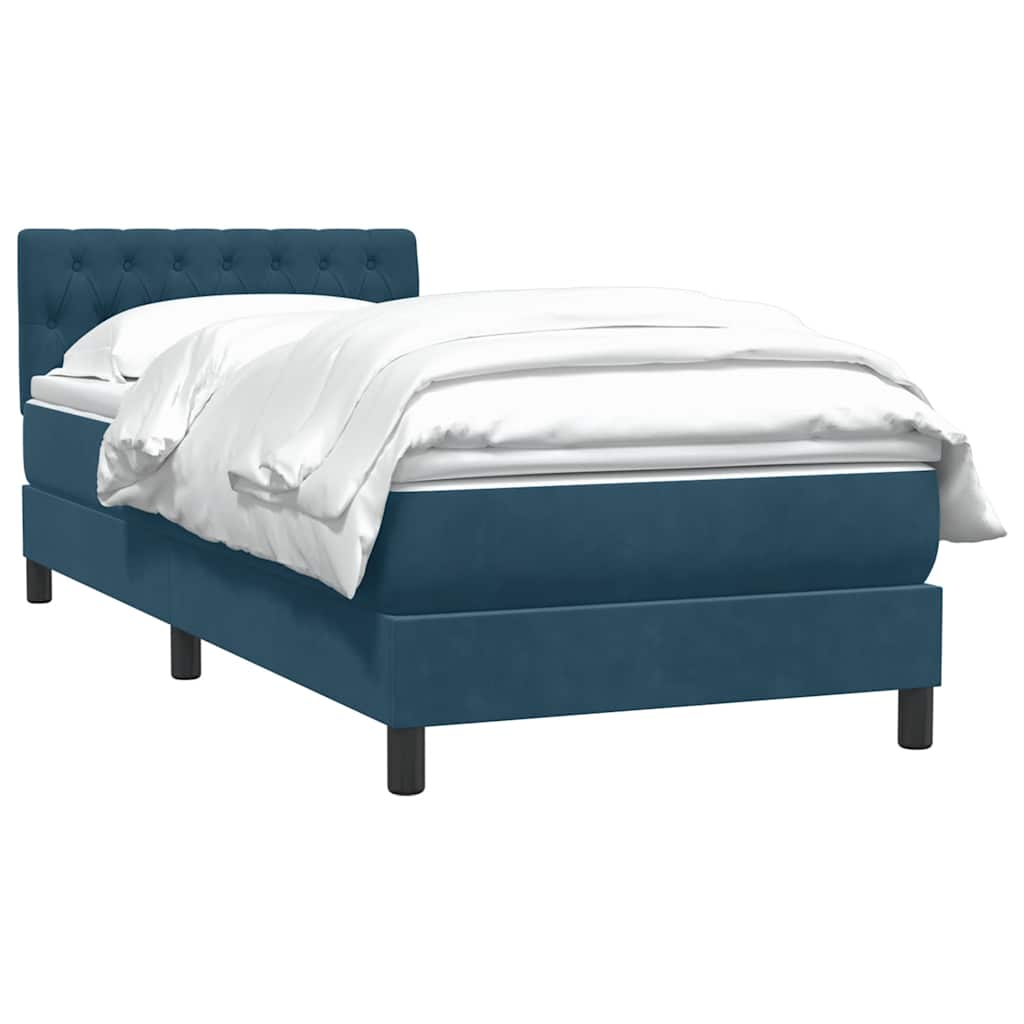 Boxspring met matras fluweel donkerblauw 100x220 cm – afbeelding 3