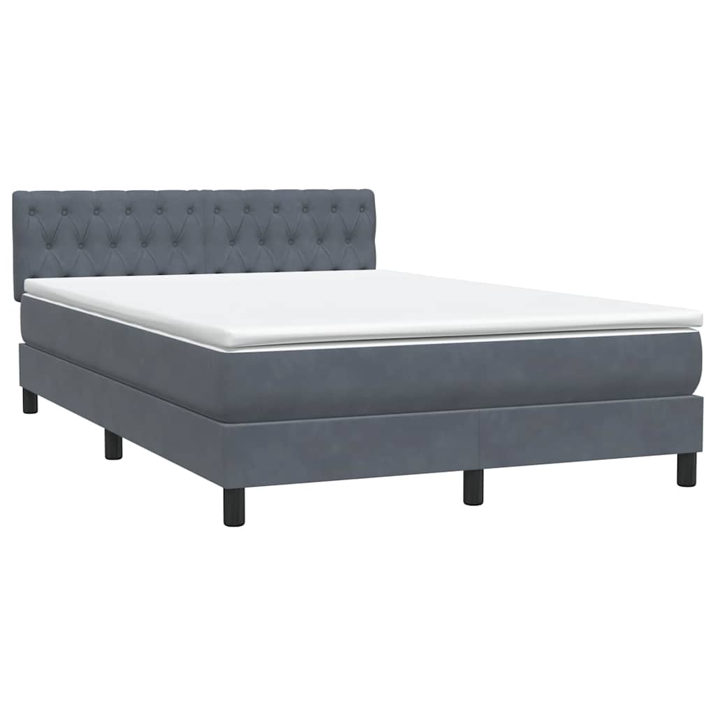 Boxspring met matras fluweel donkergrijs 160x220 cm – afbeelding 4