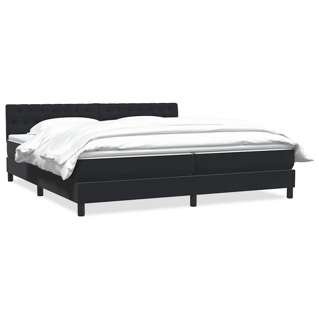 Boxspring met matras fluweel zwart 180x220 cm – afbeelding 2