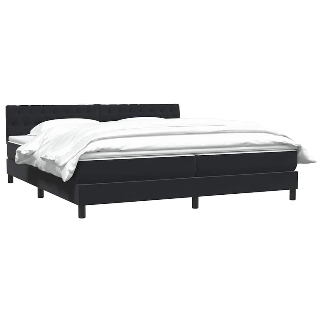Boxspring met matras fluweel zwart 180x220 cm – afbeelding 3