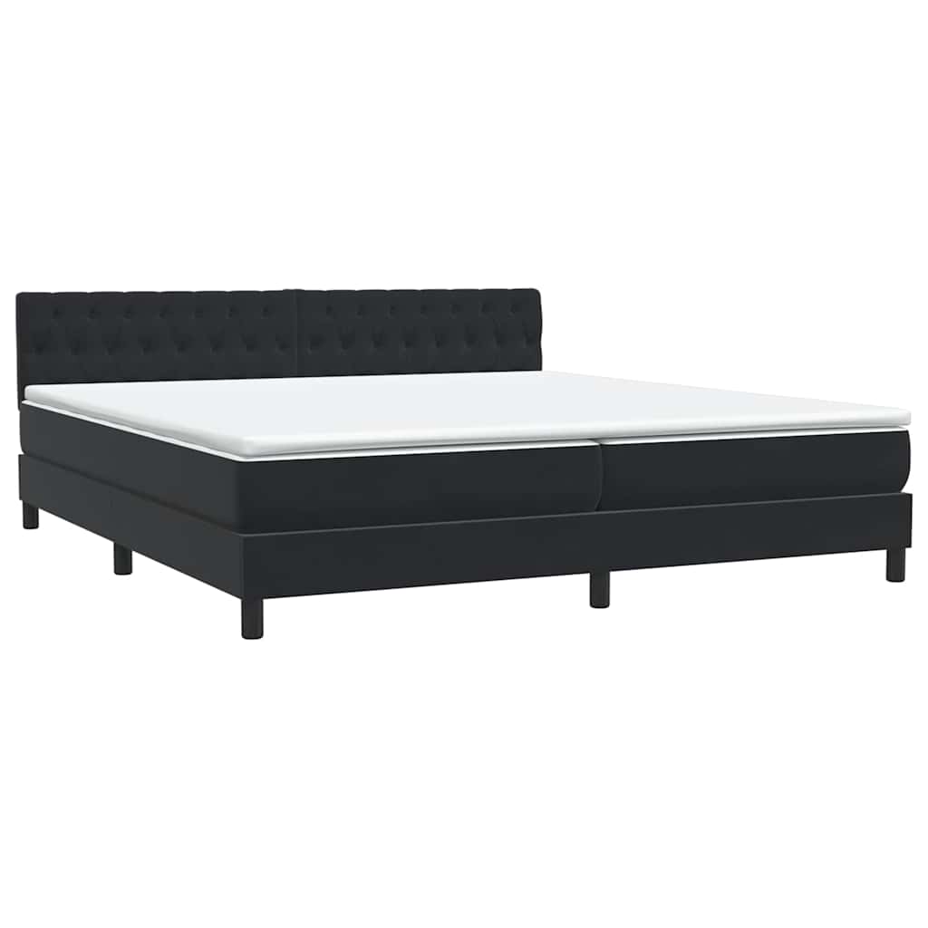 Boxspring met matras fluweel zwart 180x220 cm – afbeelding 4