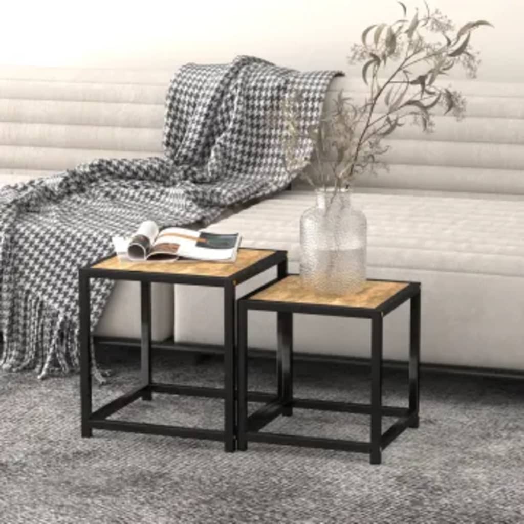 Salontafels 2 st MDF zwart en geel