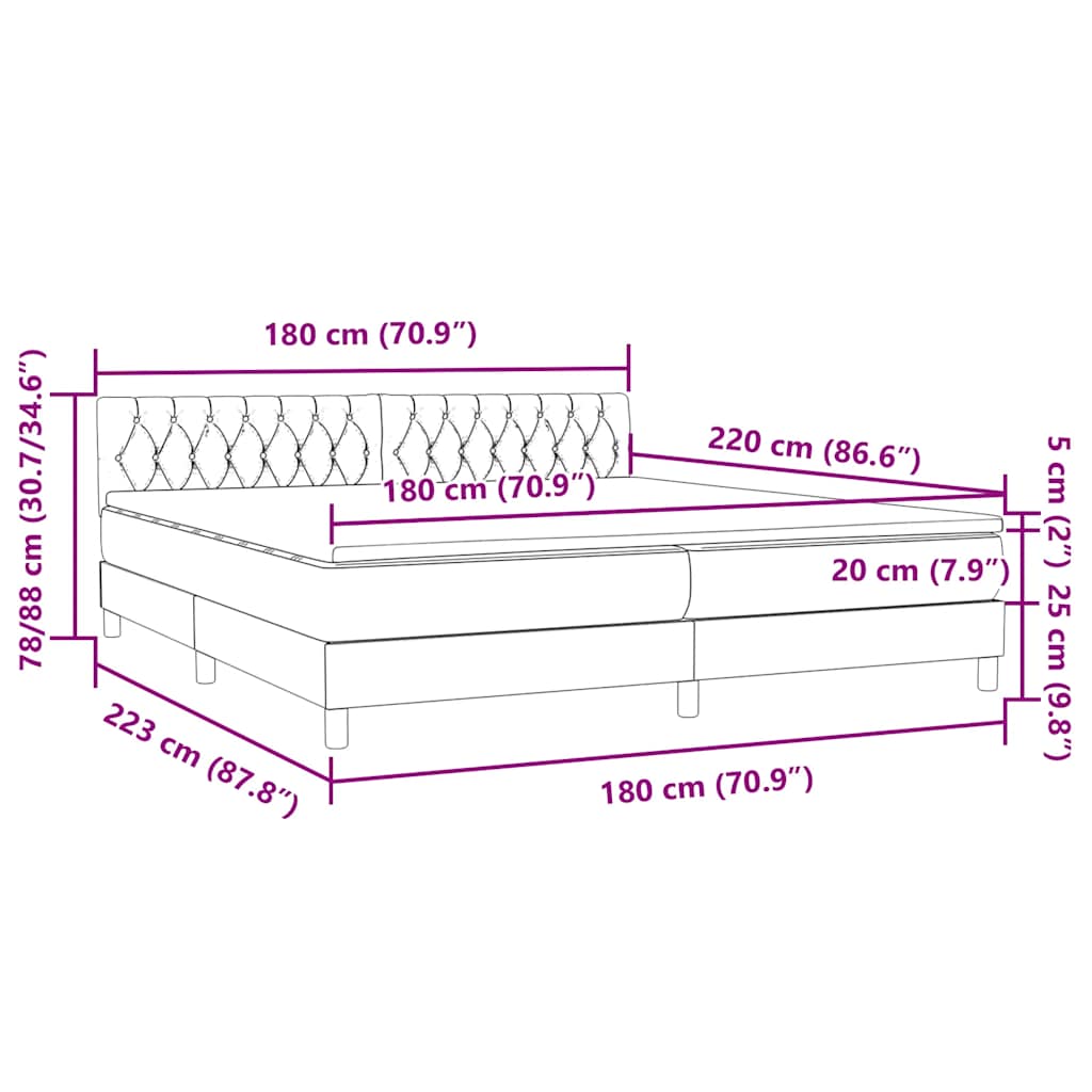 Boxspring met matras fluweel roze 180x220 cm – afbeelding 12
