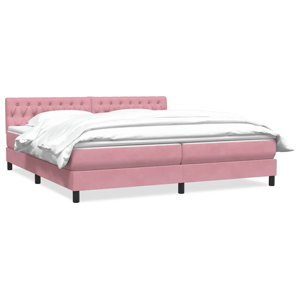 Boxspring met matras fluweel roze 180x220 cm – afbeelding 2