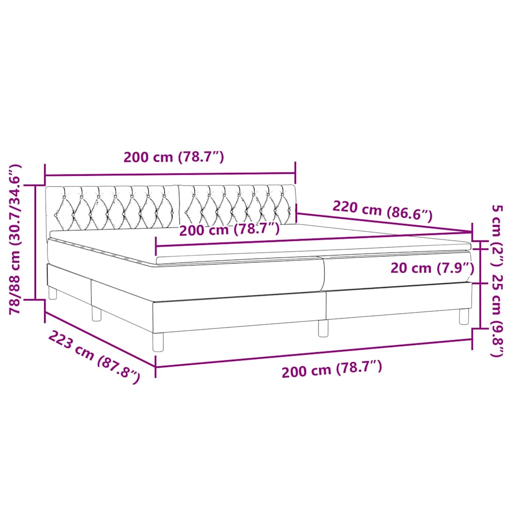 Boxspring met matras fluweel donkergroen 200x220 cm – afbeelding 12