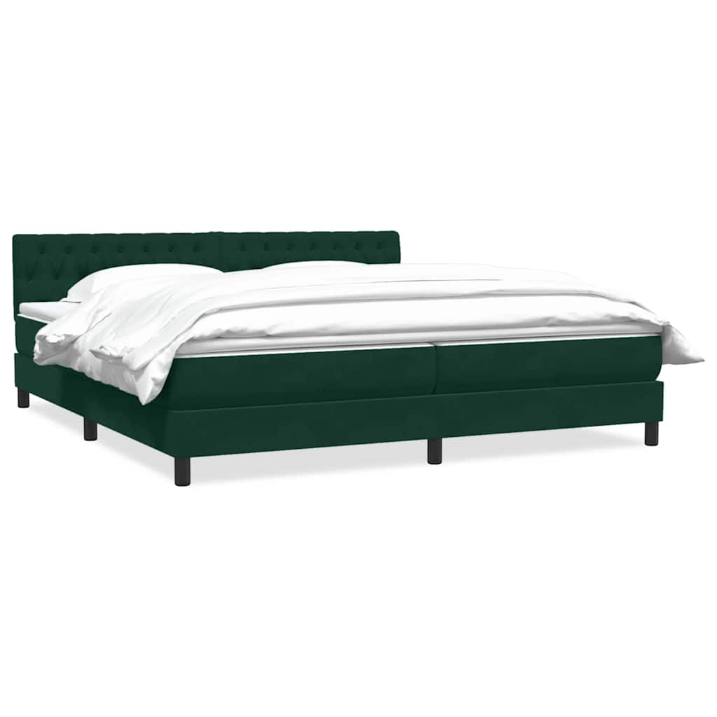 Boxspring met matras fluweel donkergroen 200x220 cm – afbeelding 2