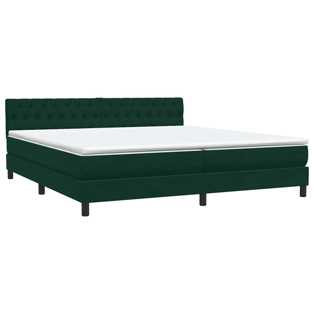 Boxspring met matras fluweel donkergroen 200x220 cm – afbeelding 4