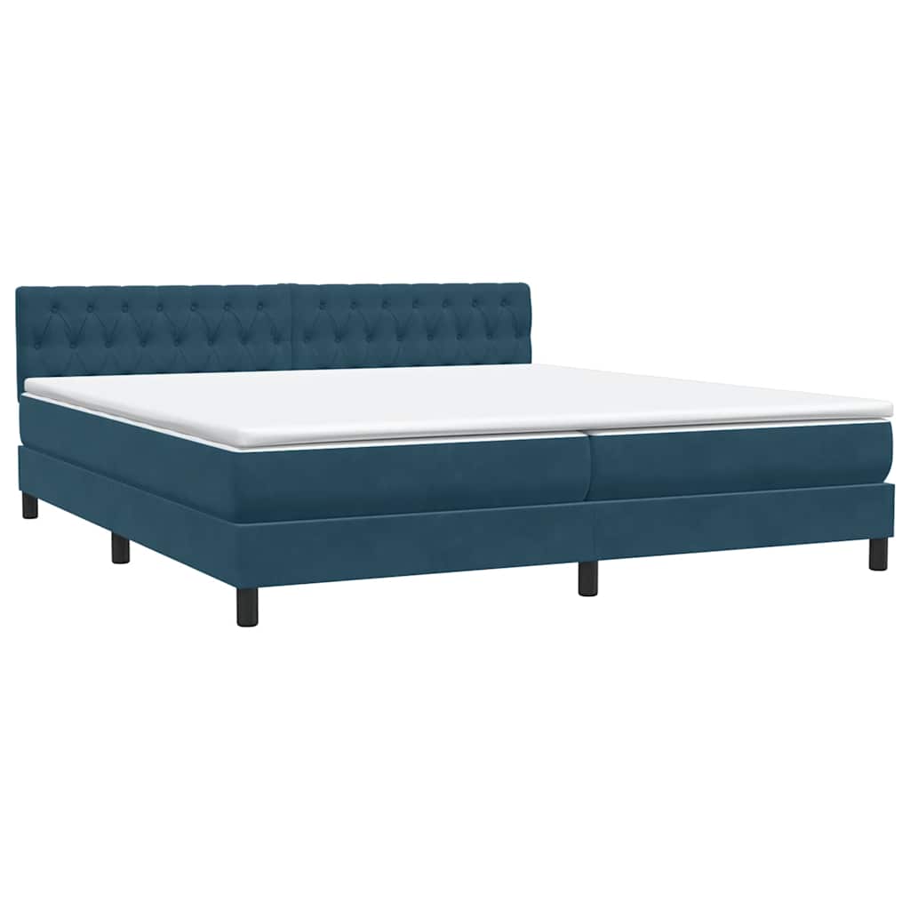 Boxspring met matras fluweel donkerblauw 200x220 cm – afbeelding 4