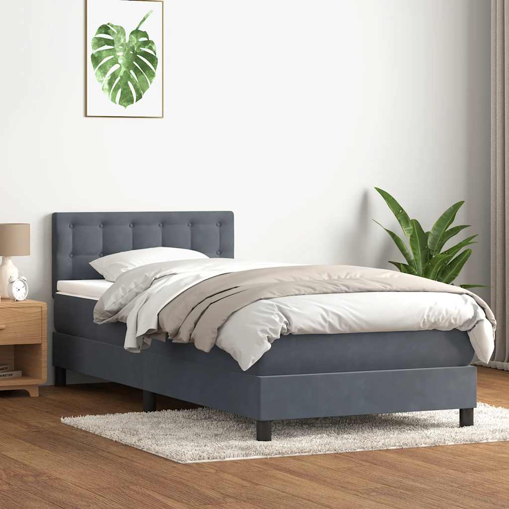 Boxspring met matras fluweel donkergrijs 80x210 cm – afbeelding 1