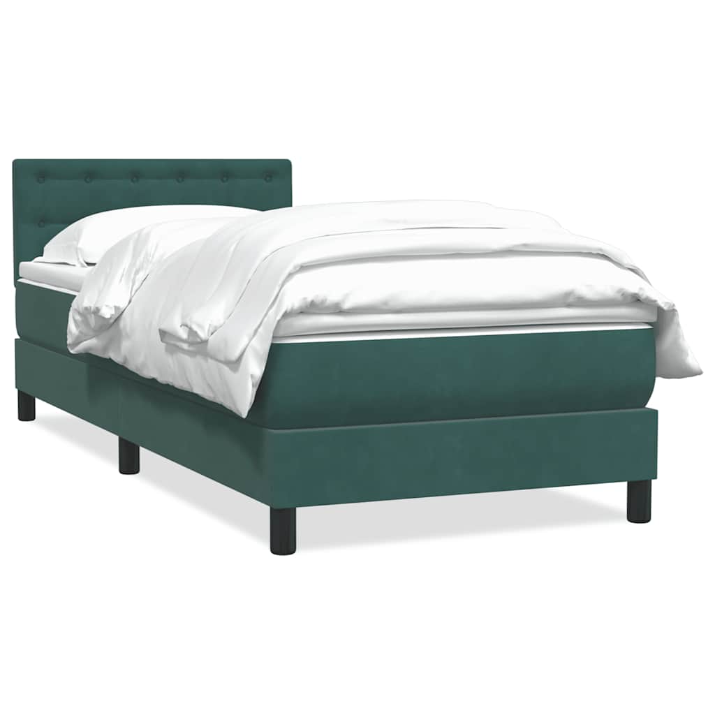 Boxspring met matras fluweel donkergroen 80x210 cm – afbeelding 2