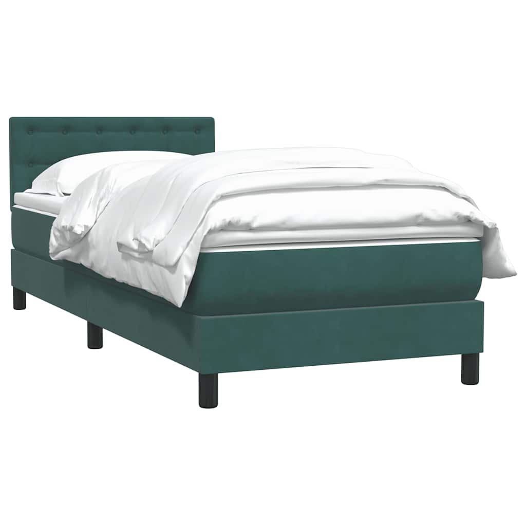 Boxspring met matras fluweel donkergroen 80x210 cm – afbeelding 3