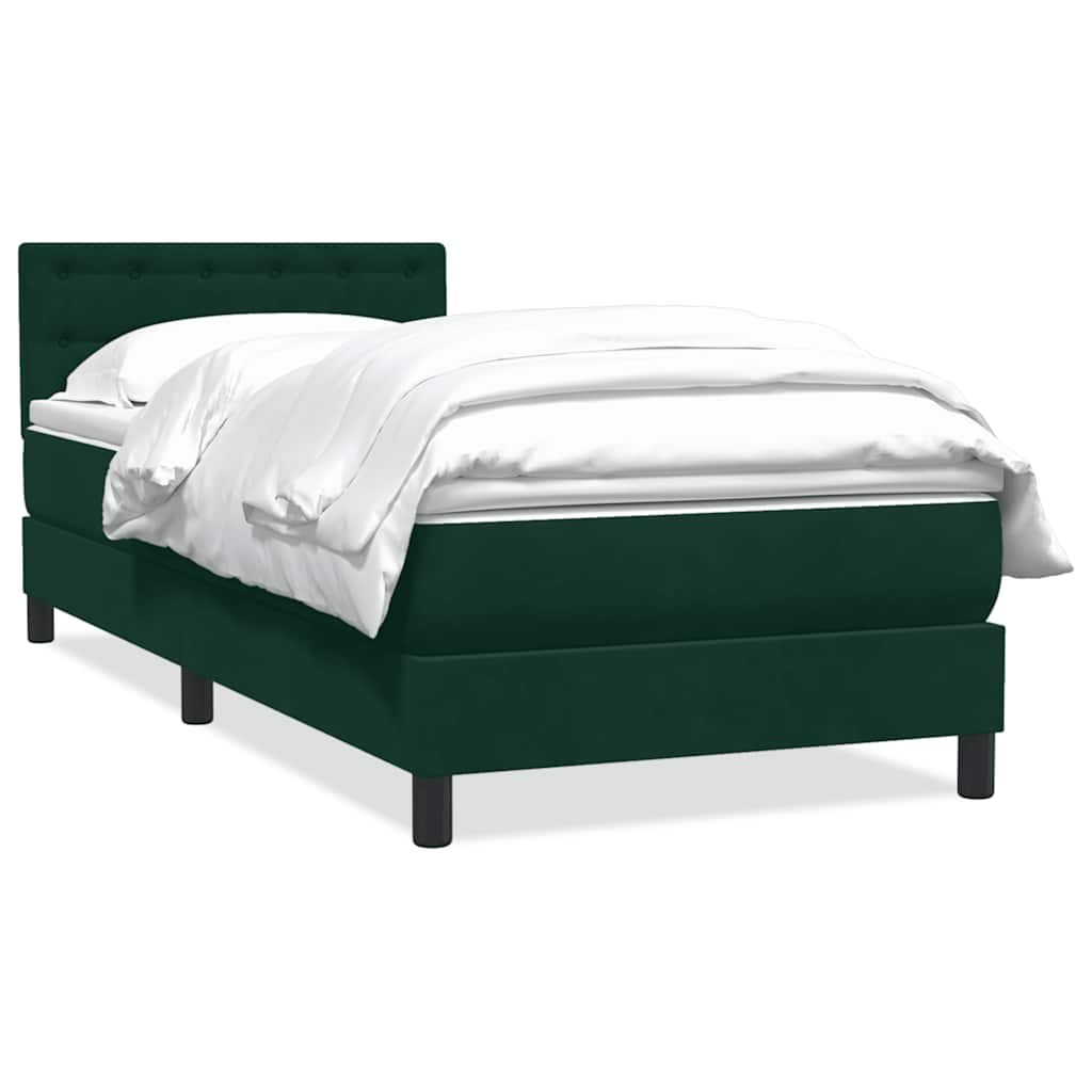 Boxspring met matras fluweel donkergroen 90x210 cm – afbeelding 2